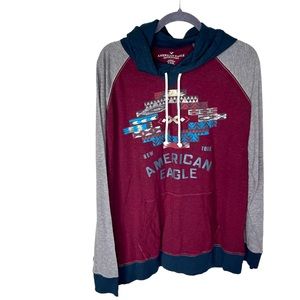American Eagle Outfitters Maroon and Gray Hoodie